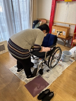 高齢者福祉施設での車いす清掃（就労体験）